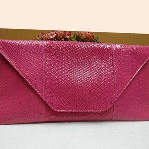 Python Snake Fuschia Pink Oversized Clutch